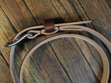 Load image into Gallery viewer, Handmade leather belt in brown color with silver buckle - casual and smart for men and women with stitches on edge