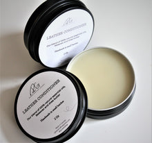 Load image into Gallery viewer, Leather conditioner, handmade, all natural from essential oils, shea butter and beeswax, made in Canada.