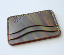 Load image into Gallery viewer, Handmade leather wallet cardholder dyed in northern lights color