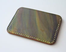 Load image into Gallery viewer, Handmade leather wallet cardholder dyed in northern lights color