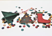 Load image into Gallery viewer, Christmas tree ornaments, hand made in Vancouver - leather made in Canada