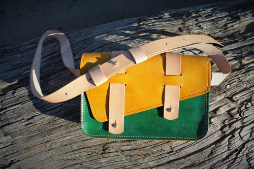 Handmade leather handbag - made in Canada - waist and cross body wear.