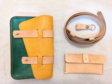 Load image into Gallery viewer, Handmade leather handbag with leather strap and leather purse
