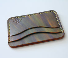 Load image into Gallery viewer, Handmade leather wallet cardholder dyed in northern lights color
